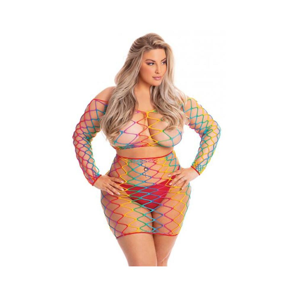 Pink Lipstick Pot Of Gold Skirt Set Rainbow Qn