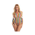 Pink Lipstick More Color Long Sleeve Bodysuit Rainbow O/s