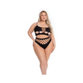 Pink Lipstick Neon Dreams Bra & High Waist Thong Black Qn