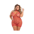 Pink Lipstick Shreds Of Decency Mini Dress Red 1x-3x