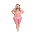Pink Lipstick Sunset Glow Halter Bra & Bike Short Pink Qn