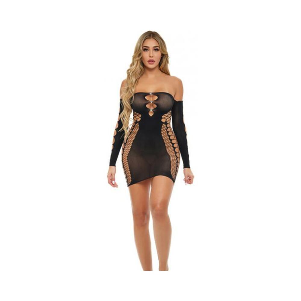 Pink Lipstick Diamond Drippin Dress W/rhinestone Detail Black O/s