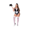 3 Pc French Maid Bodysuit, Apron & Head Piece Black/white 1x/2x