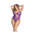 Underwire Sheer Mesh Teddy W/adjustable Straps & Crotch Closure Orchid 2x/3x