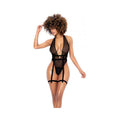 Halter Bodysuit W/attached Harness Black S/m