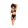 Halter Tie Top & High Waisted Bottom W/attachable Garters Black L/xl