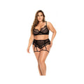 Underwire Mesh & Lace Top W/bottom & Attachable Garters Black 1x/2x