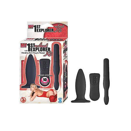 My 1st Anal Explorer Kit Vibrating Butt Plug and Please - Black