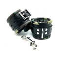 Sensual Sin Leather Padded Ankle Cuffs Camo Piping