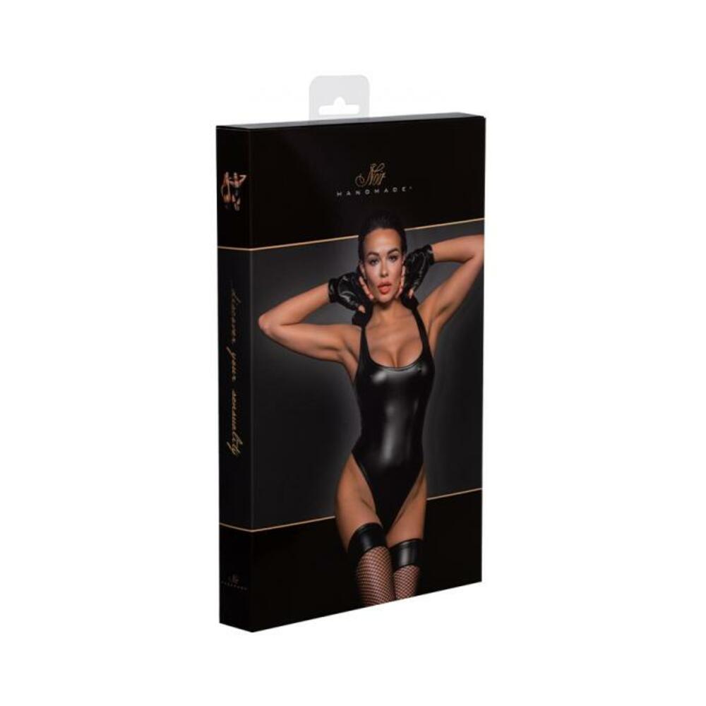 Noir Handmade Powerwetlook Bodysuit With High-cut Bottom Hem Xl