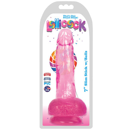 Lollicock 7 Inch Slim Stick With Balls - Cherry Ice