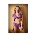 Tease Kate Lace Tie Front Crop Top With Matching Tap Panty L/xl Amethyst