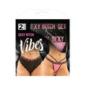 Vibes Sexy Bitch Buddy Pack 2 Pc. Cheeky Lace Panty & Strappy Thong S/m Black/pink