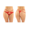 Jasmine Strappy Lace Thong With Front Keyhole Cutout 6-pack S/m Red
