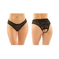 Daisy Crotchless Lace And Mesh Panty With Criss-cross Panel Back 6-pack L/xl Black