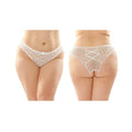 Daisy Crotchless Lace And Mesh Panty With Criss-cross Panel Back 6-pack Q/s White