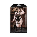 Sheer Save Your Tears Studded Halter Teddy With Net Sides And Attached Fishnet Stockings Black Queen