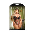 Tease Stevie Floral Embroidered Mesh Bodysuit With Adjustable Shoulder Ties And Snap Closure Black 3
