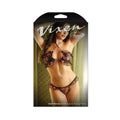 Vixen Heat Waves Floral Print Ruffled Bralette & Matching Thong Panty Black L/xl