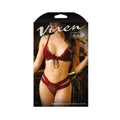 Vixen Good 4 You Lace Triangle Bralette & Matching Panty With Double-strap Waistband Burgundy O/s