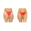 Calla Crotchless Lace Pearl Panty Red L/xl