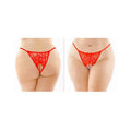 Calla Crotchless Lace Pearl Panty Red Queen