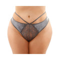 Kalina Velvet Strappy Cut-out Thong With Keyhole Back Gray Queen