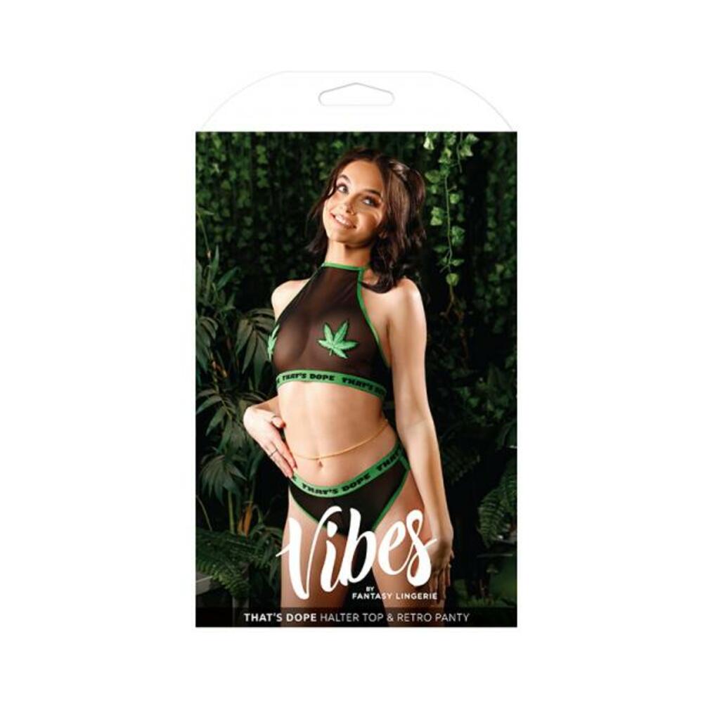 Vibes That's Dope Halter Top & Retro Panty S/m Black