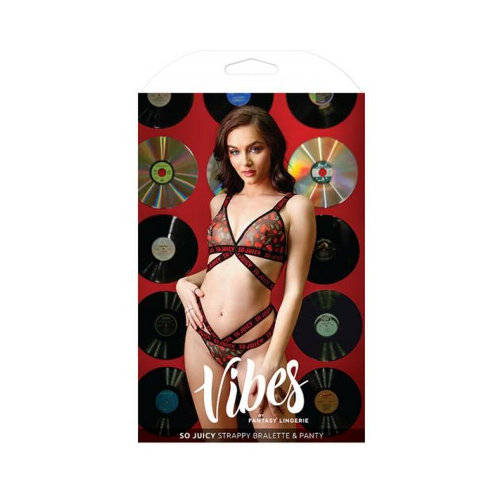 Vibes So Juicy Strappy Bralette & Panty M/l Black