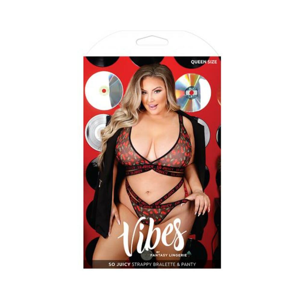 Vibes So Juicy Strappy Bralette & Panty Queen Black