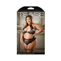 Tease Logan Halter Bralette & Panty With Detachable Leg Garters Black 1x/2x