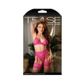 Tease Fallon Bralette, Garter Belt With Leg Garters & Panty Set Pink S/m