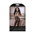 Sheer Starry Eyed Crotchless Harness Stockings & Star Pasties Set Black O/s
