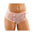 Magnolia Crotchless Lace Boyshort With Lace-up Panel Details Light Pink L/xl