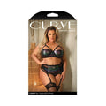Fantasy Lingerie Curve Cassidy Cage Bra, Garter Belt & Panty Black 3xl/4xl