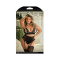 Fantasy Lingerie Tease Blaire Pearl Split Cup Bralette, Garter Belt & Crotchless Pearl G-string Blac