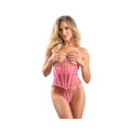 Fantasy Lingerie Underbust Corset With Lurex Detail And G-string Hot Pink M