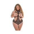 Magic Silk Forever Mesh Cupless & Crotchless Halter Teddy With Split -ack Black Queen