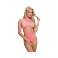 Magic Silk Forever Mesh Crotchless Underboob Teddy With Split Back Coral L/xl