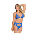 Magic Silk Sassy Bra, Garter & Rouched Panty Cobalt S/m