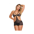 Magic Silk Sassy Cutout Dress & G-string Set Black L/xl