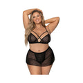 Magic Silk Girl Next Door Bralette W Skirt Black Queen Size