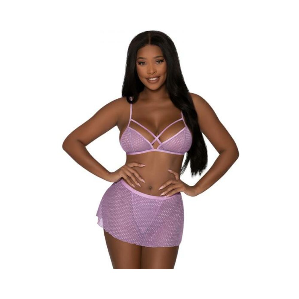 Magic Silk Girl Next Door Bralette W Skirt Lilac S/m