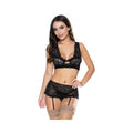 Magic Silk Ooh La Lace Bralette, Garter Skirt & G-string Black S/m
