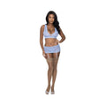 Magic Silk Ooh La Lace Bralette, Garter Skirt & G-string Set Periwinkle S/m