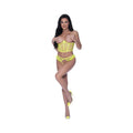 Magic Silk Love Star Cupless Bustier & Open Crotch Panty Set Neon Chartreuse S/m