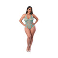 Magic Silk Soft Petals Cut Out Teddy With Snap Crotch Aqua Queen Size