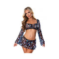 Hazy Dayz Shrooms Crop Top W/skirt & Thong - Black L/xl