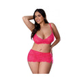 Get It Girl Lace Bra W/skirt & Thong - Pink Qn