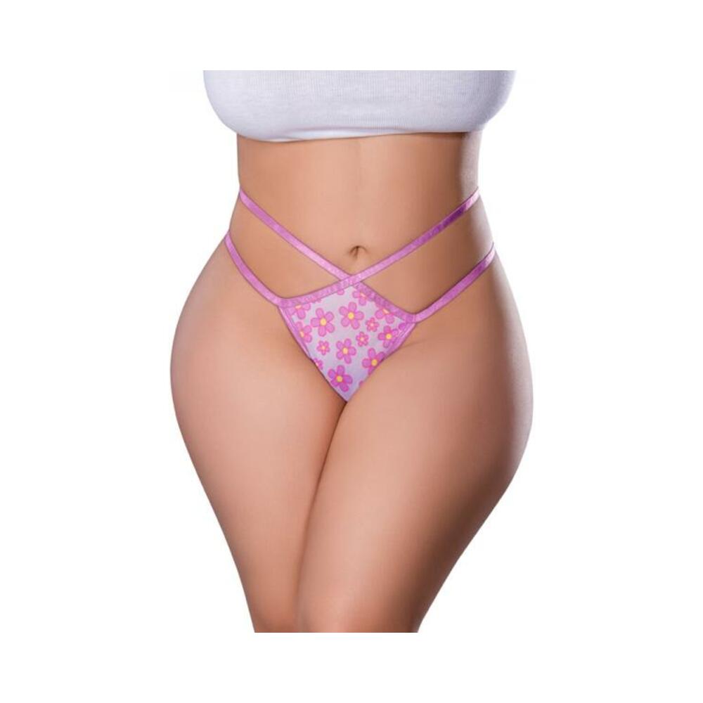 Magic Silk Daisy Split Crotch Thong Daisy Print Queen Size